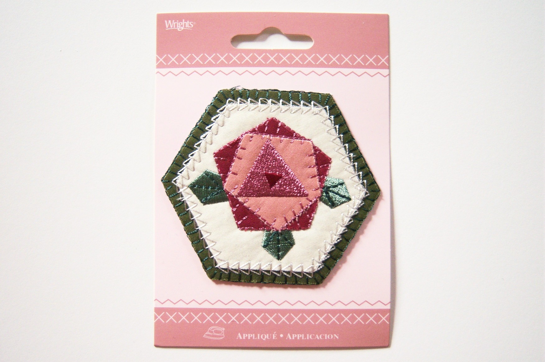 Quilt Hexagon Green Iron On Applique