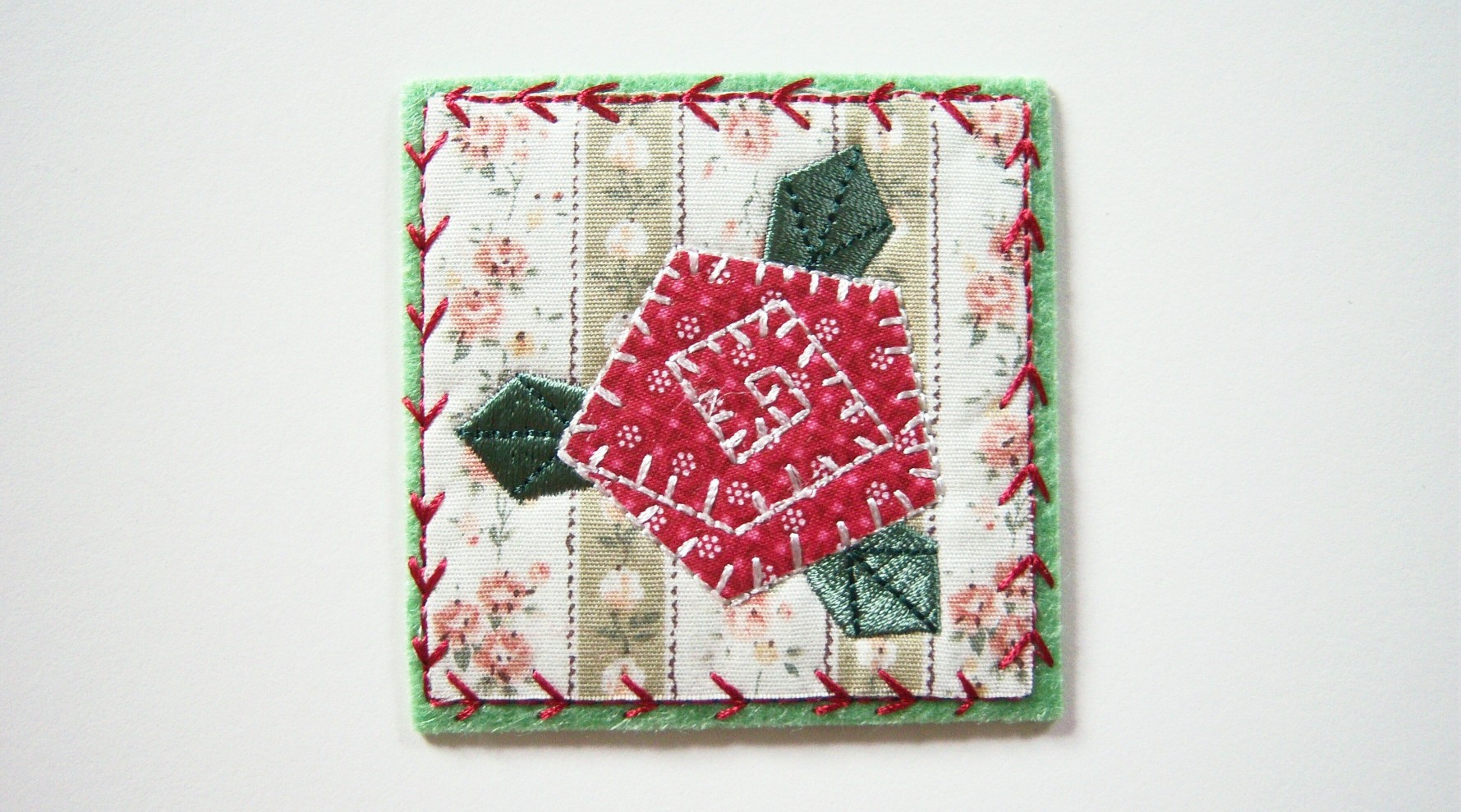 Quilt Square Rose Iron On Applique