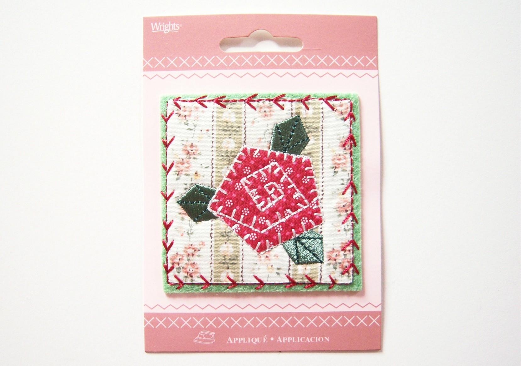 Quilt Square Rose Iron On Applique