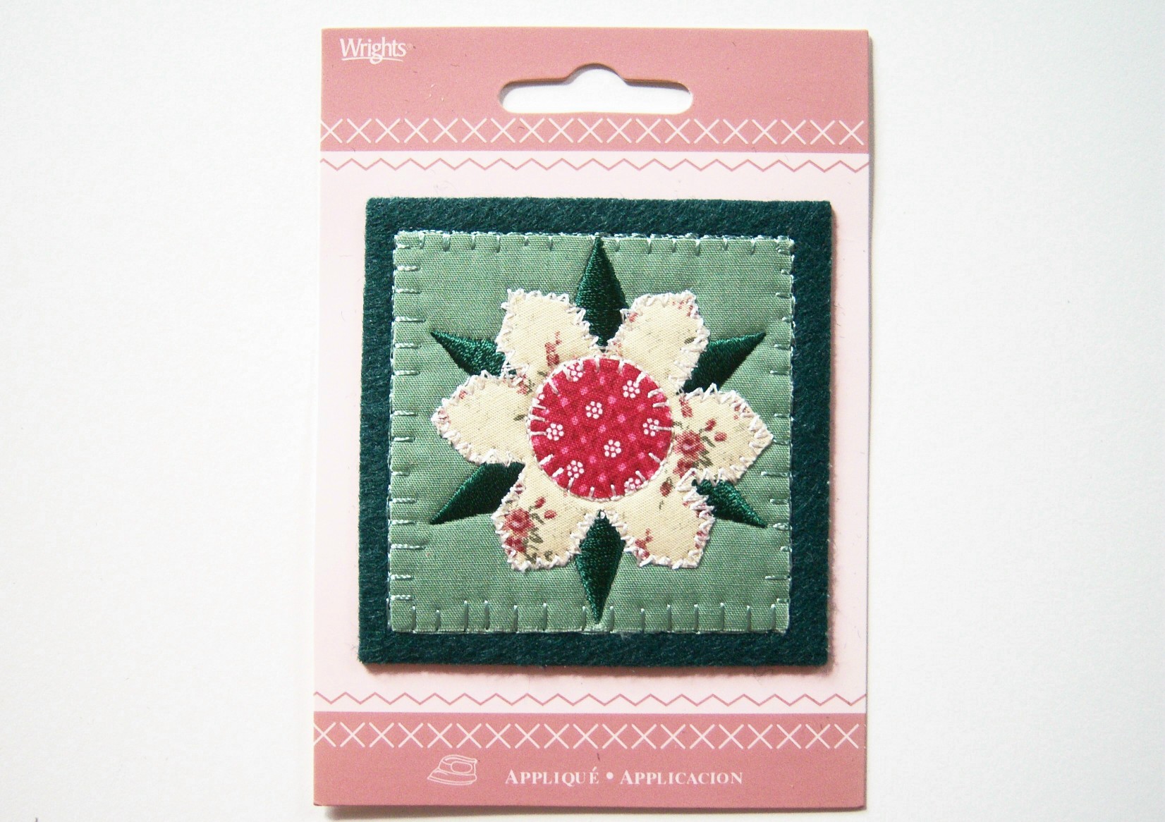 Quilt Square Green Iron On Applique