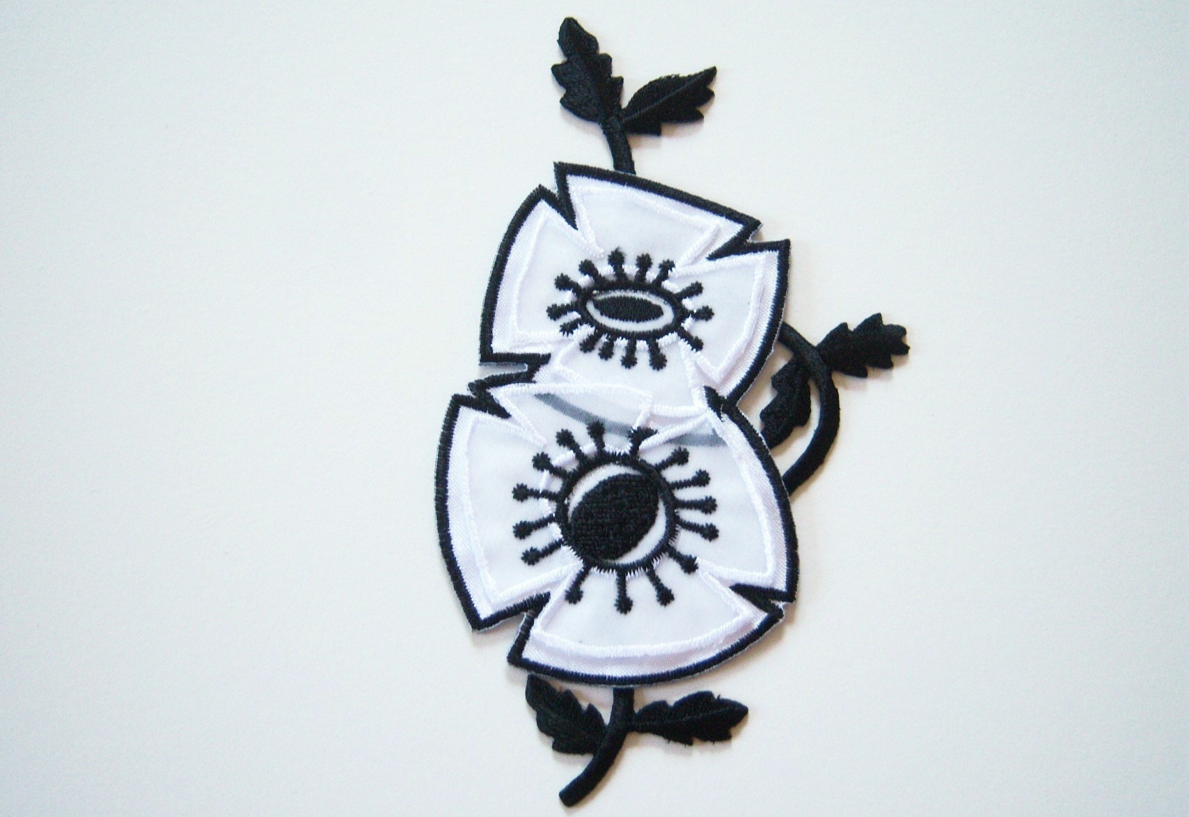 White/Black 4 3/4" Iron On Applique