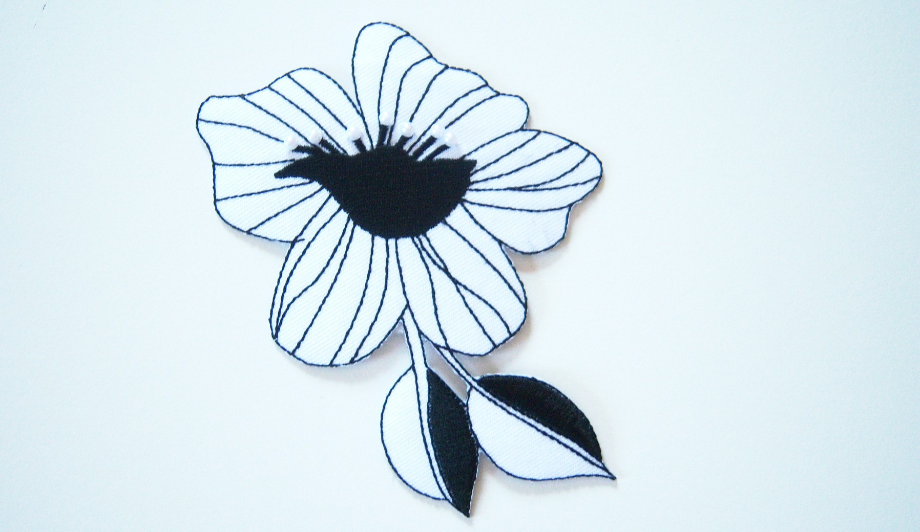 White/Black 4 5/8" Iron On Applique