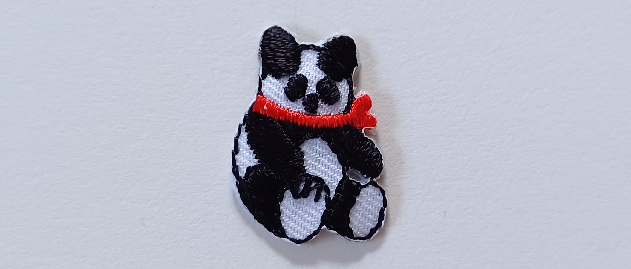 Black/White/Red Scarf Panda Applique