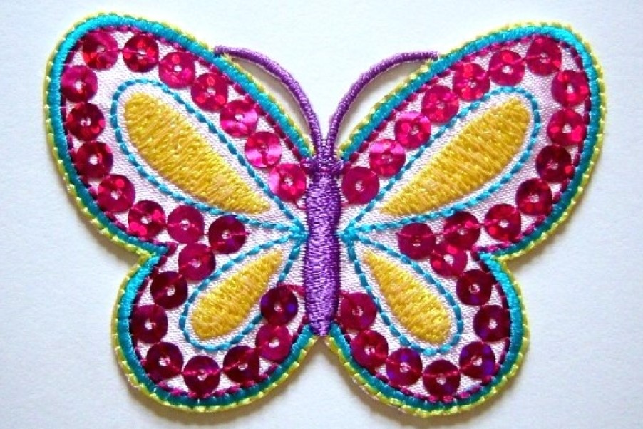 Hot Pink Sequin Butterfly Applique