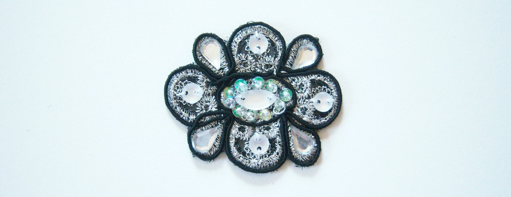 Black/Glass Bead Sew On Applique