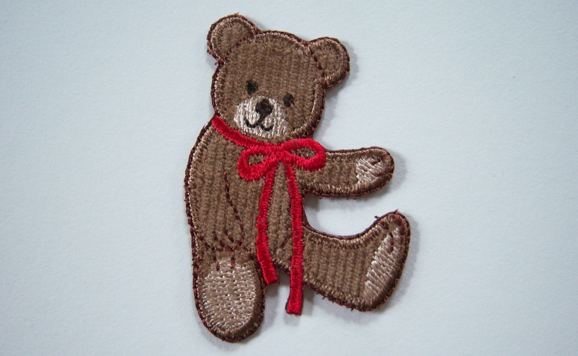 Teddy Bear Red Bow Applique