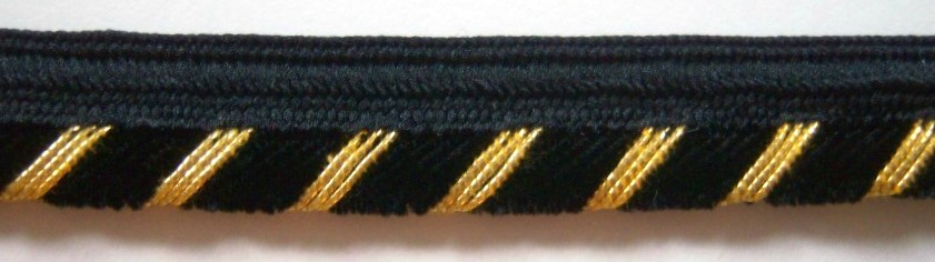 Black Velvet/Gold 5/16" Piping