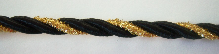 Black/14k Gold 5/16" Metallic Cord