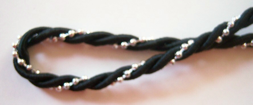 Black/Silver Bead 1/4" Metallic Cord