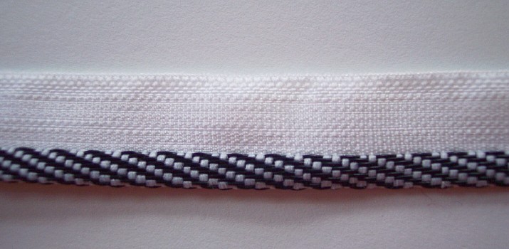 White/Black Vinyl 3/16" Striped Piping