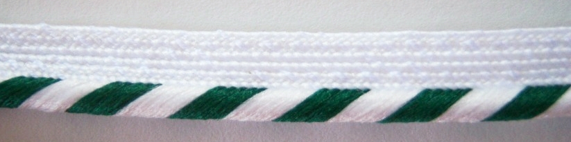 White/Hunter 5/32" Striped Piping