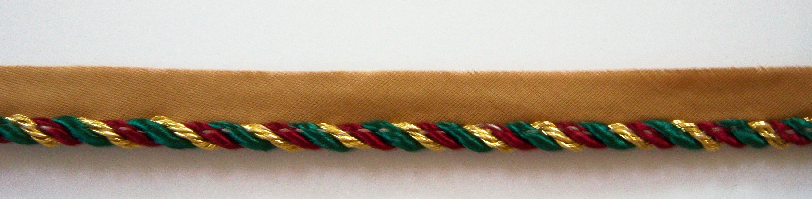 Wine/Green/Gold Metallic 5/8" Piping