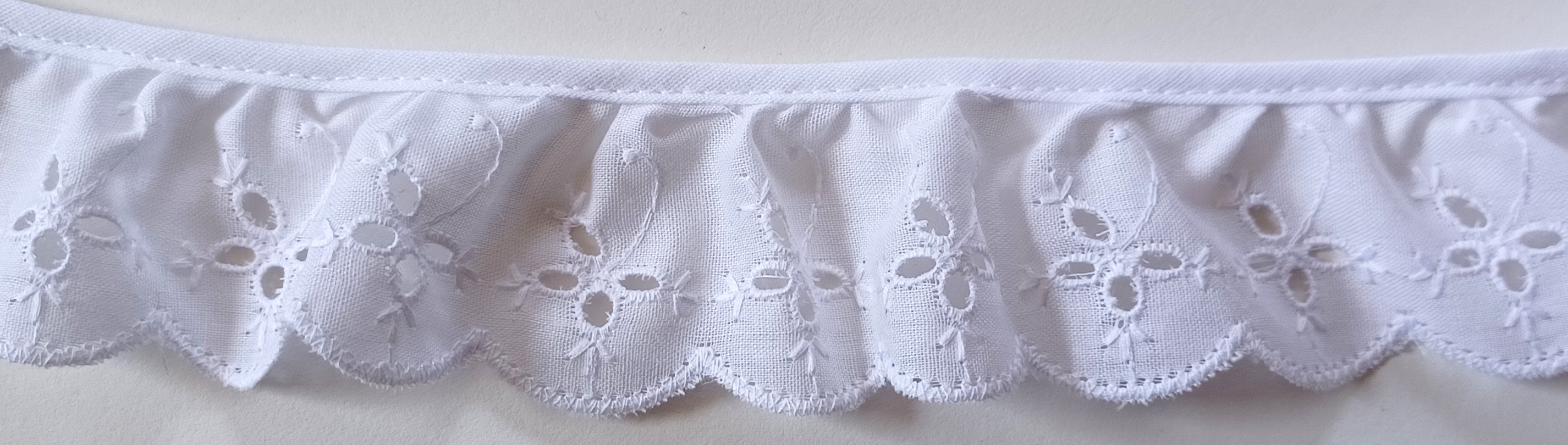 White Ruffled 2 1/4" Eyelet Lace