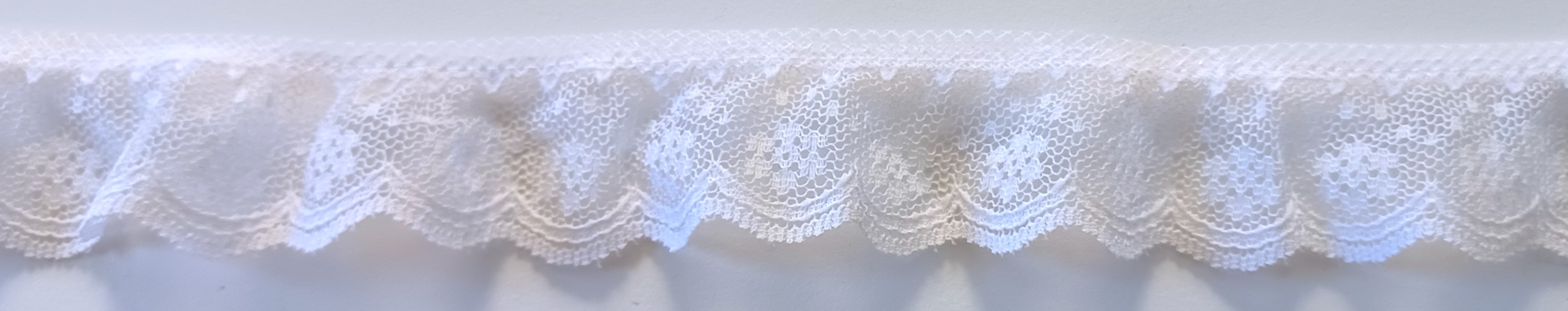 White 1 1/4" Ruffled Lace