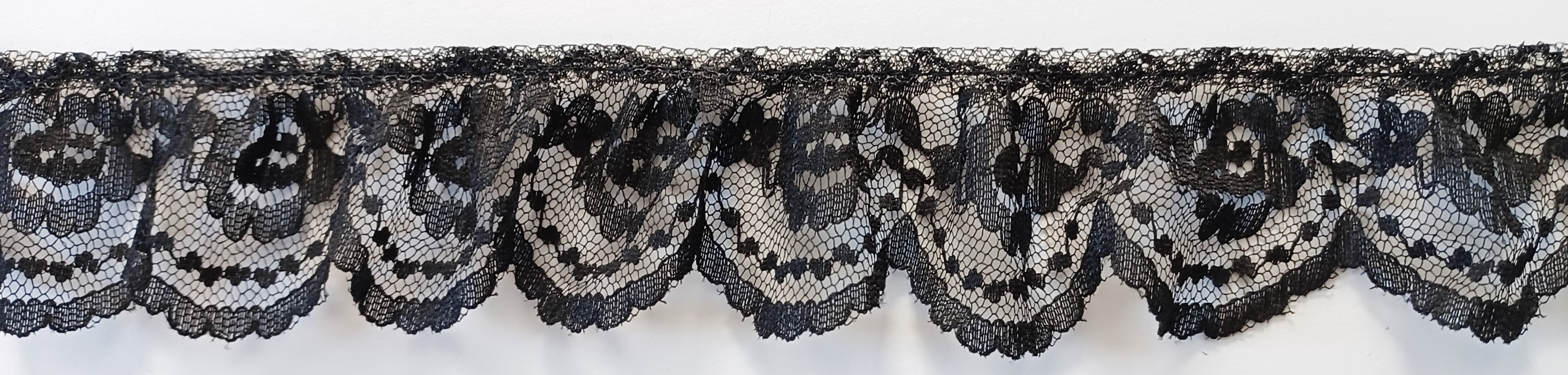 Black 2" Ruffled Lace