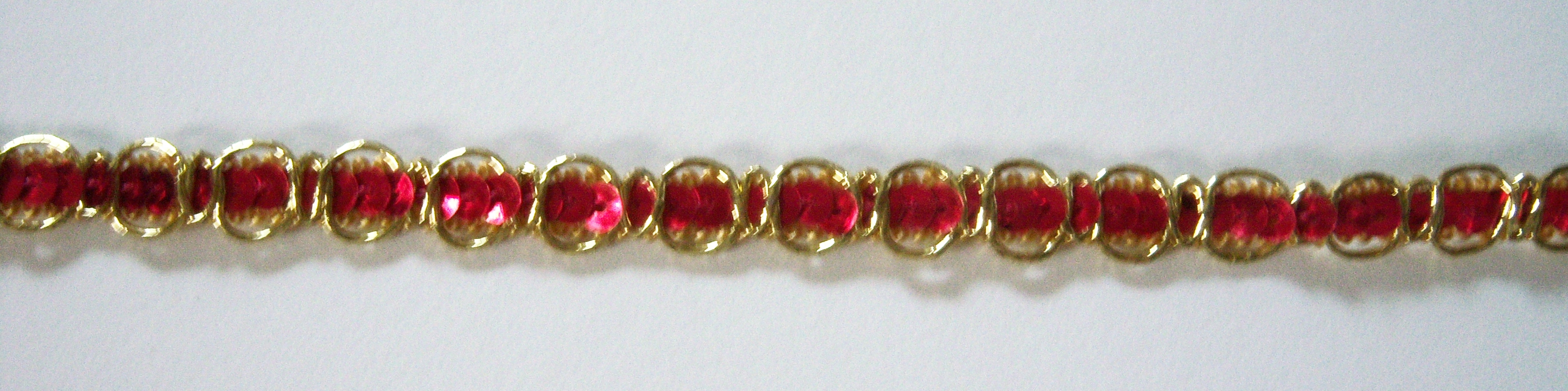 Gold Metallic/Red Sequin 3/8" Trim