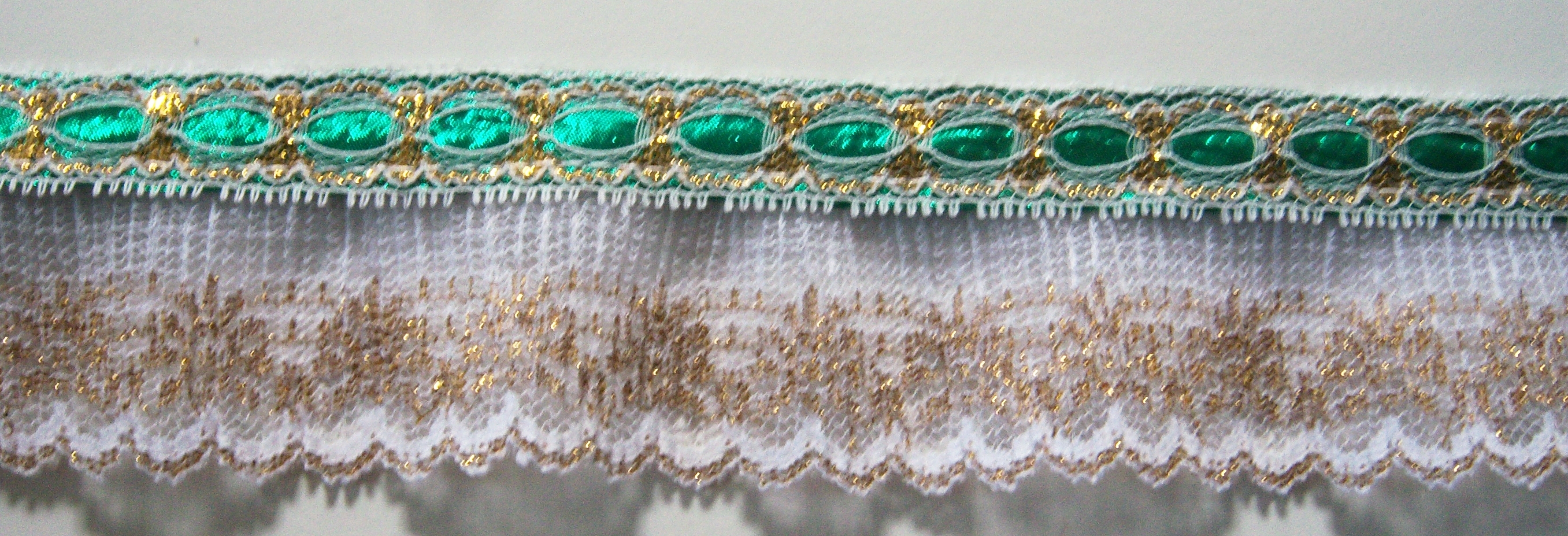 Pleated Gold/Green 2 1/2"  Lace