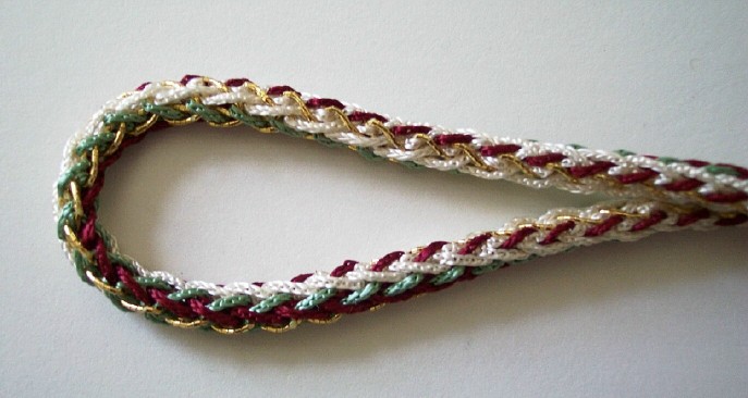 Burgundy/Mint/Gold Chain 1/4" Metallic Cord