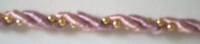 Dusty Rose/Mauve/Gold Beads Metallic 3/16" Cord