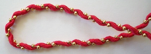 Red/Gold Beads Metallic 3/16" Cord