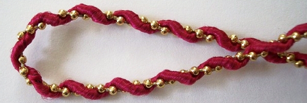 Wine/Gold Beads Metallic 3/16" Cord