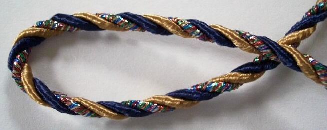 Ant. Gold/Navy/Multi Metallic 3/16" Cord