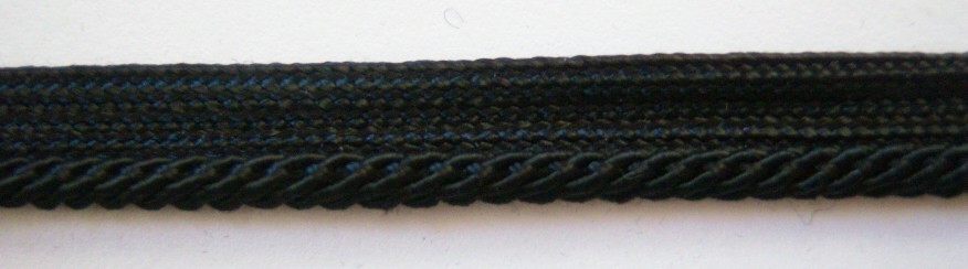 Black 1/8" Rayon Ridged Piping