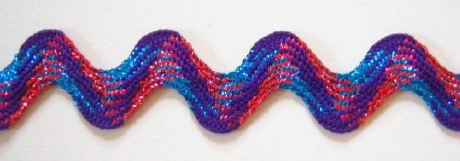 Purple/Red/Blue 3/4"Metallic Rick Rack