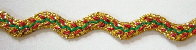 Gold/Red/Green 7/16" Metallic Rick Rack