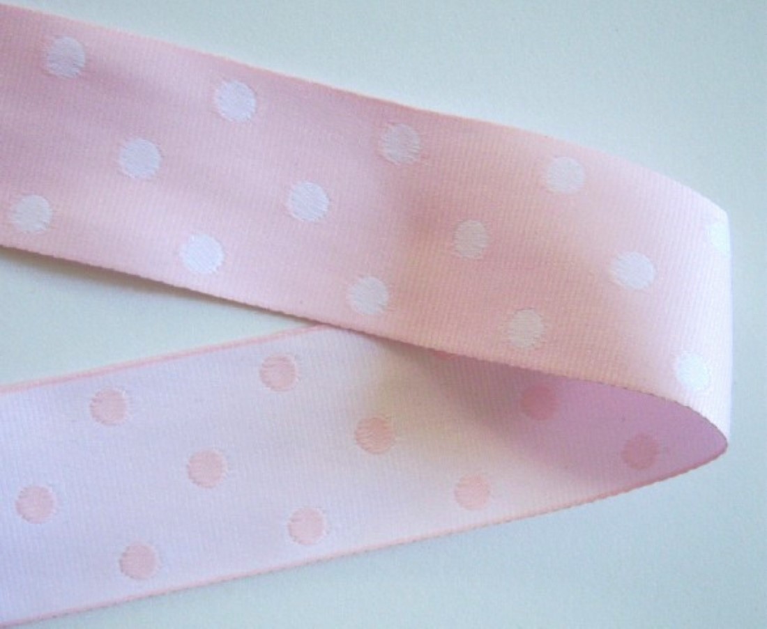Light Pink/White 1 1/2" Dots Ribbon