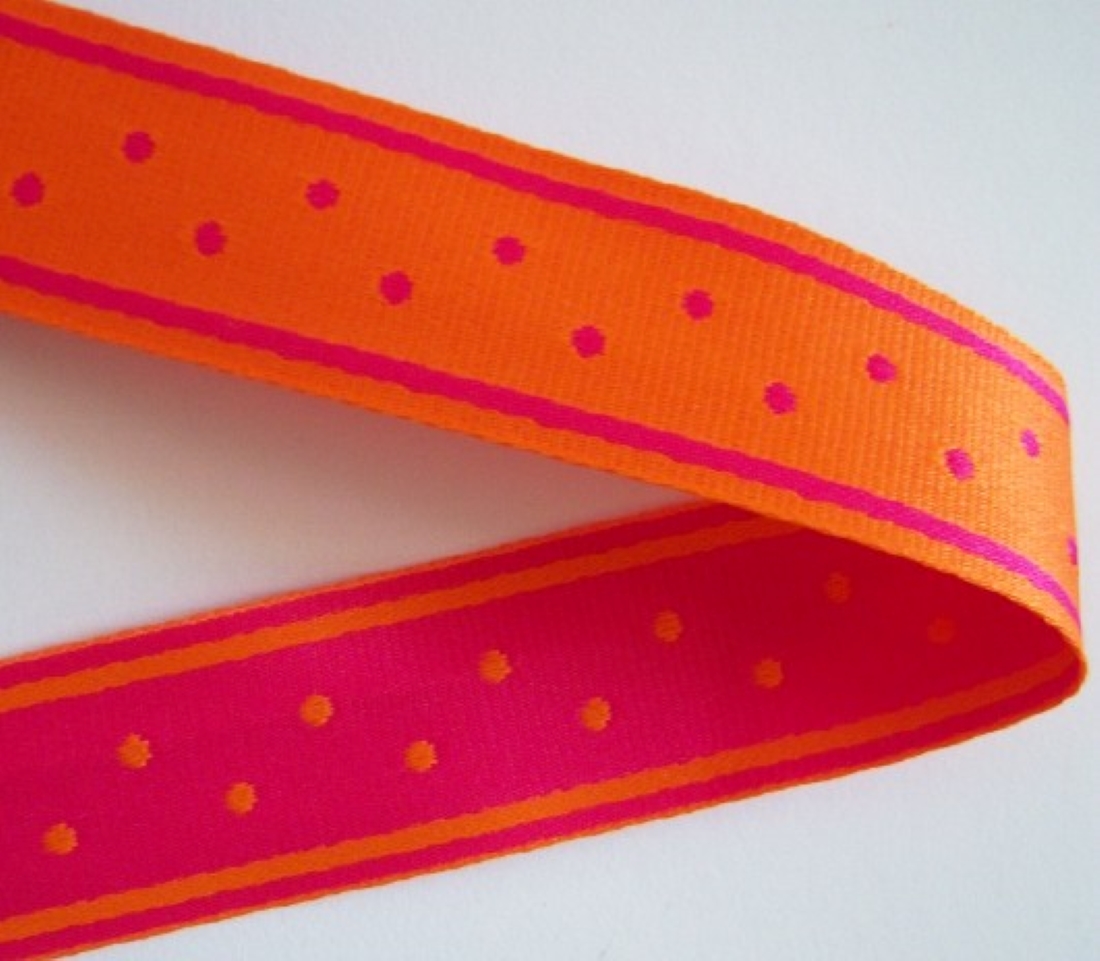 Orange/Shocking 1" Dots Ribbon