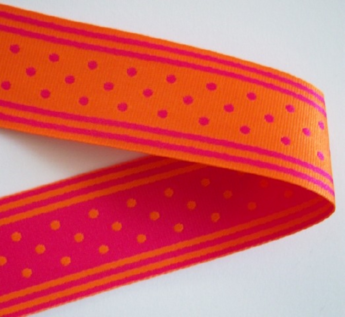 Orange/Shocking 1 1/2" Dots Ribbon