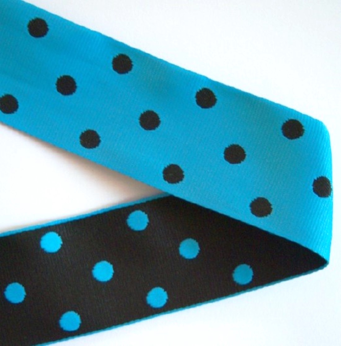 Turquoise/Black 1 1/2" Dots Ribbon