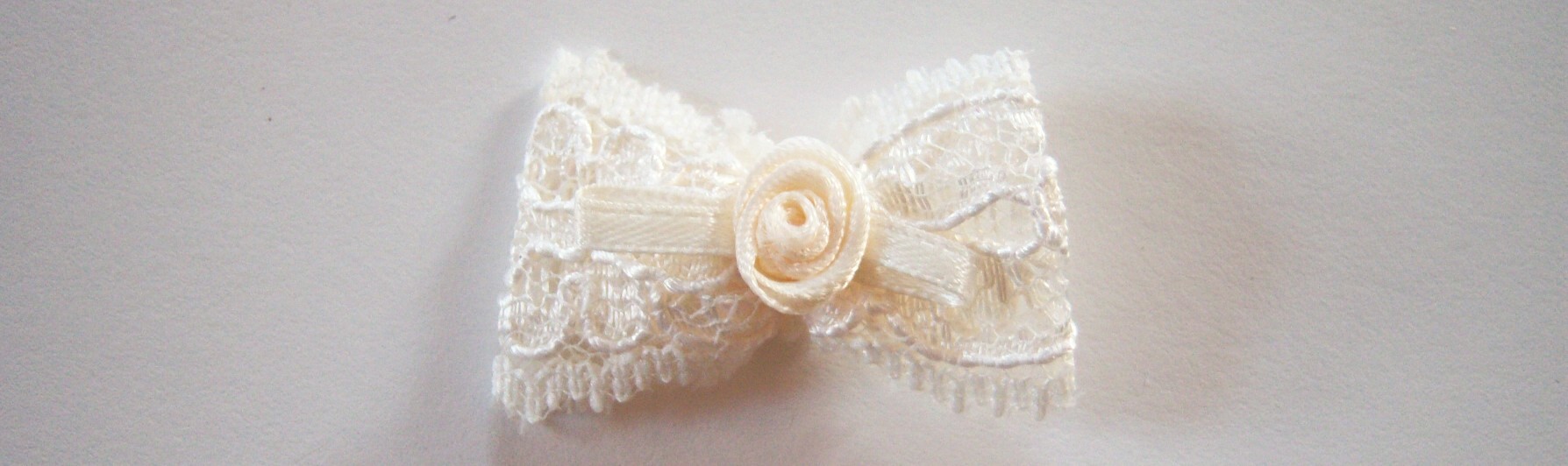 Ivory Lace/Satin Bud 1 1/2" Bow