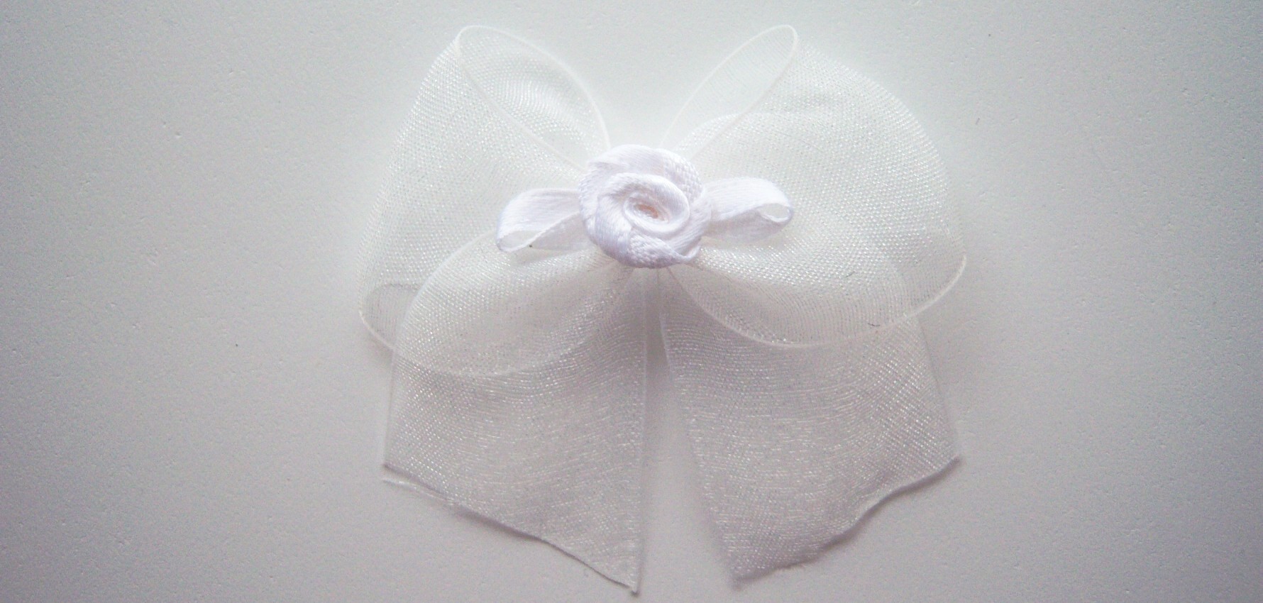 Off White Organza/Satin Rosebud Bow