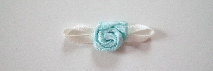 Aqua Rose/Antique White Satin 1" Loop