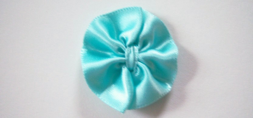 Aqua Satin 1 1/2" Circle Bow