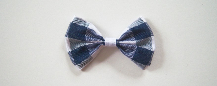 Navy/White Plaid Taffeta  Bow