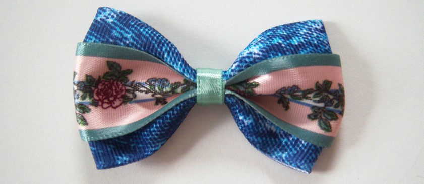 Blue/Peach/Mint Satin 2 1/2" Bow Tie