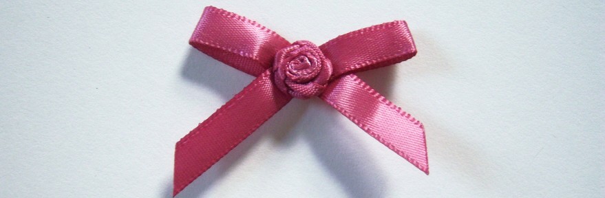 Dusty Rose Satin Rose Bow