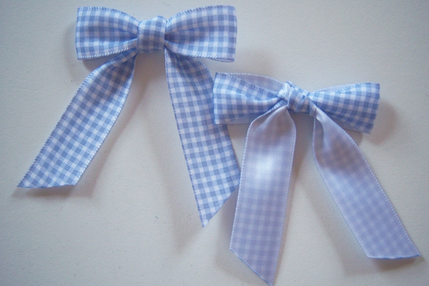 Blue/White Gingham Satin Bow