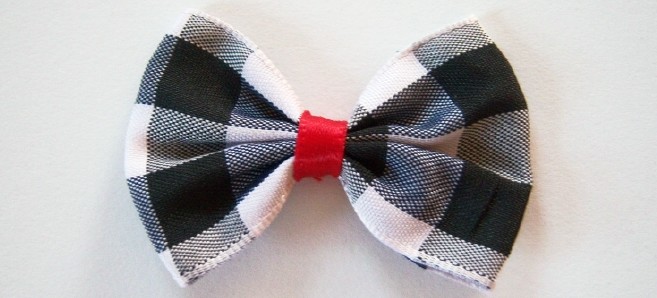 Black/White Plaid Taffeta Bow