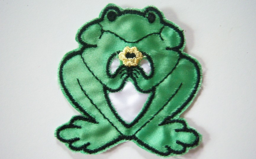 Green Satin Frog Applique