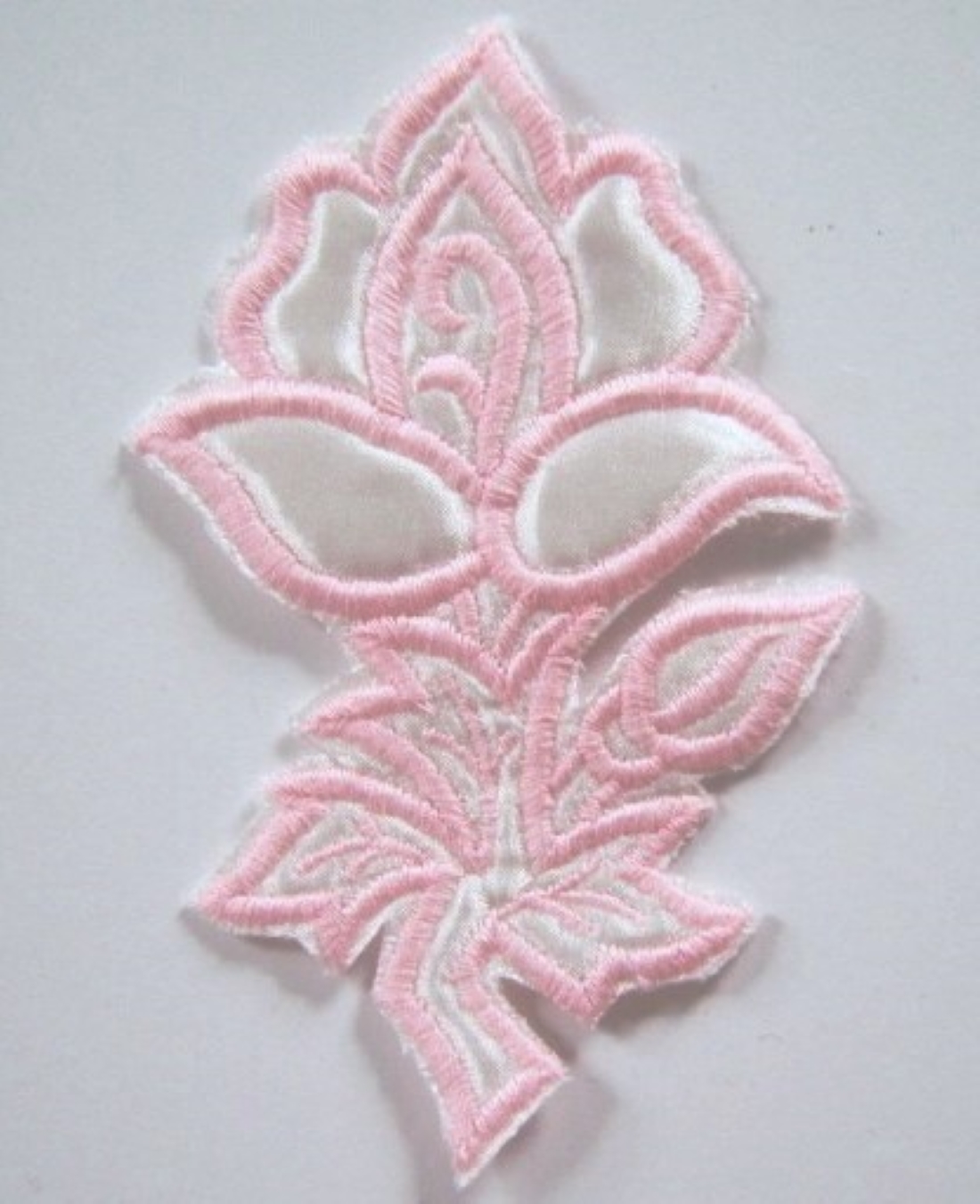 White Satin/Pink Flower Applique