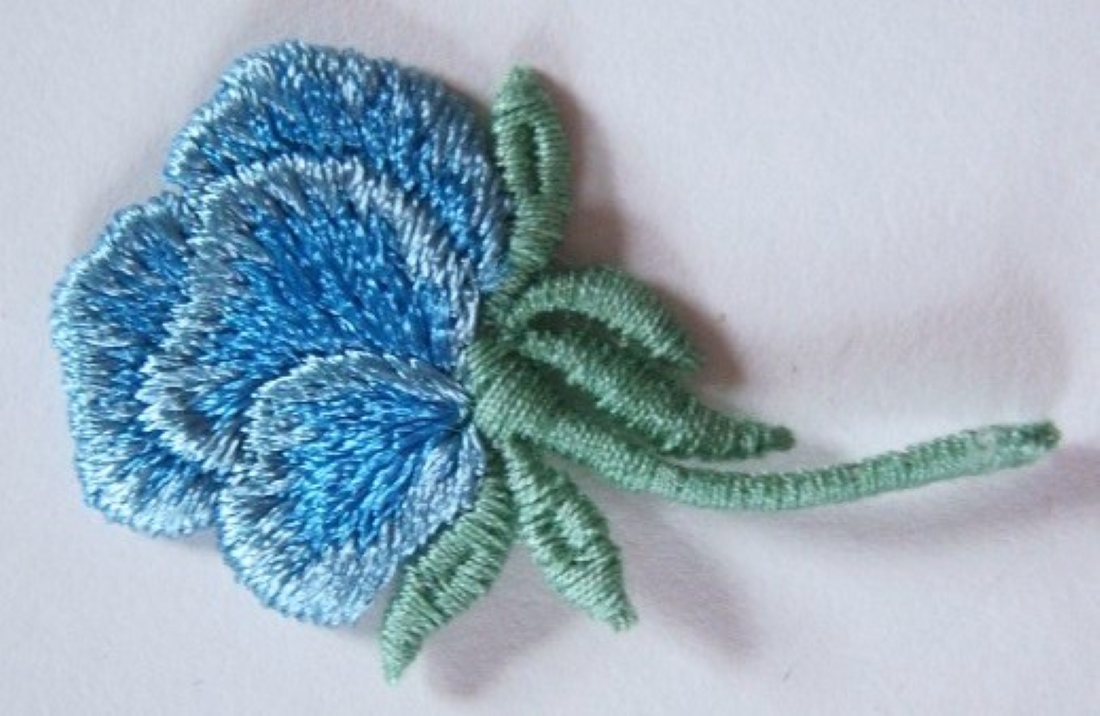 Blue Flower/Green 1 3/4" Applique