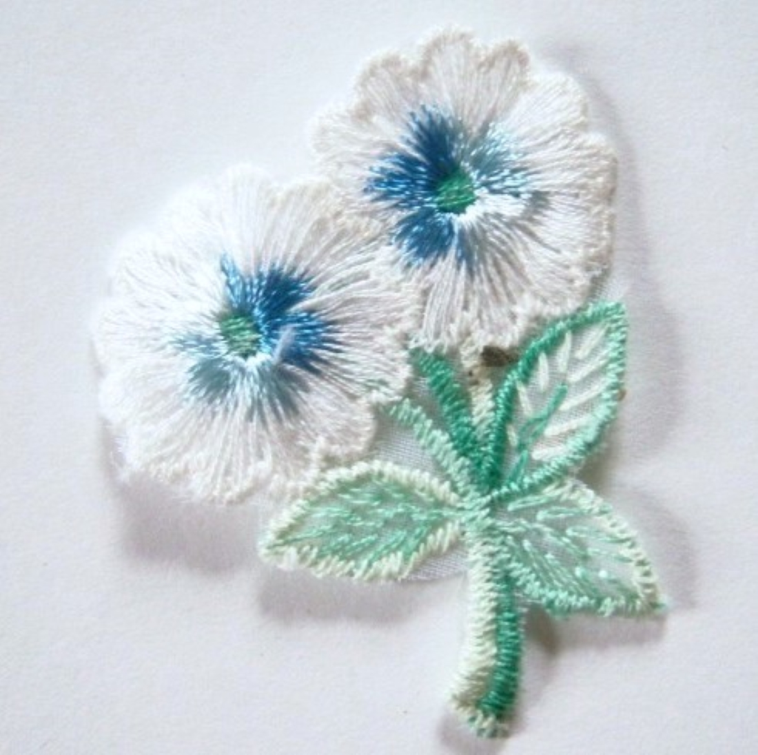 White Flower/Blue 2" Applique