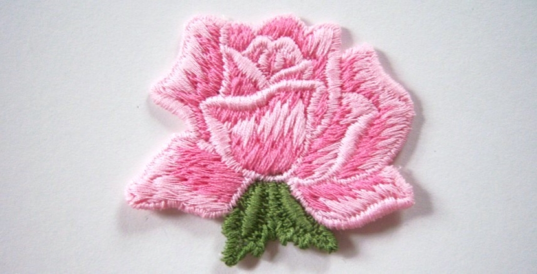 Pink Rose Cotton Applique