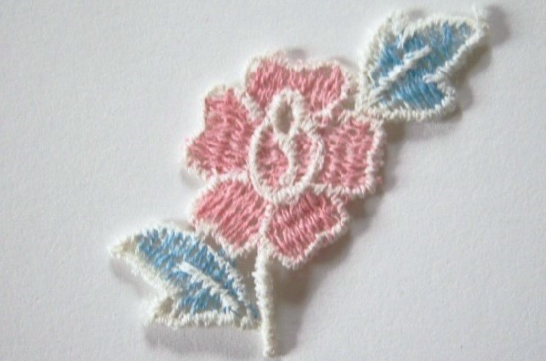 Rose/Blue Flower 2" Applique