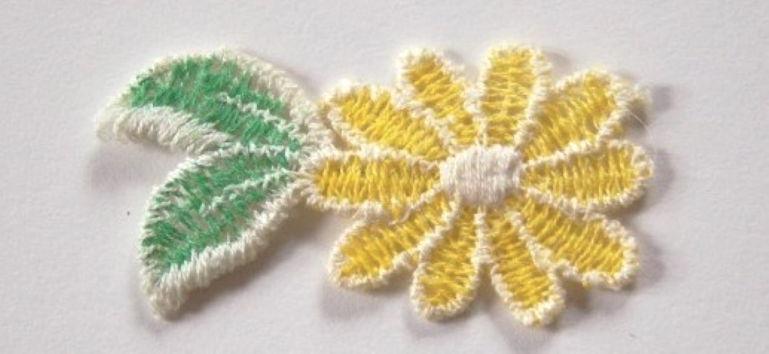 Yellow Flower/Green 1 7/8" Applique