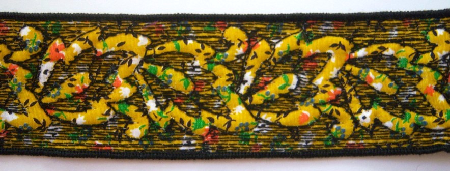 Black Edge/Gold 2" Quilted Leaves